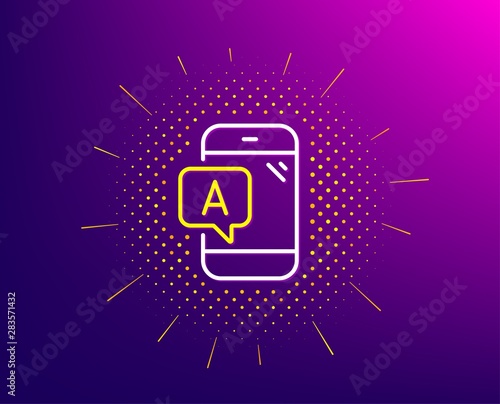 Ab testing line icon. Halftone pattern. Ui phone test sign. Gradient background. Ab testing line icon. Yellow halftone pattern. Vector