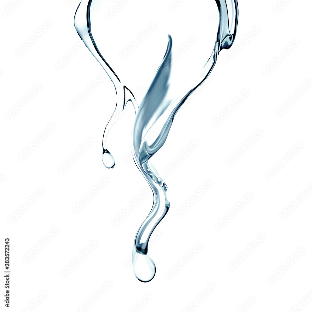 Splash of clear blue liquid, water. 3d illustration, 3d rendering. Splash of clear blue liquid, water. 3d illustration, 3d rendering.