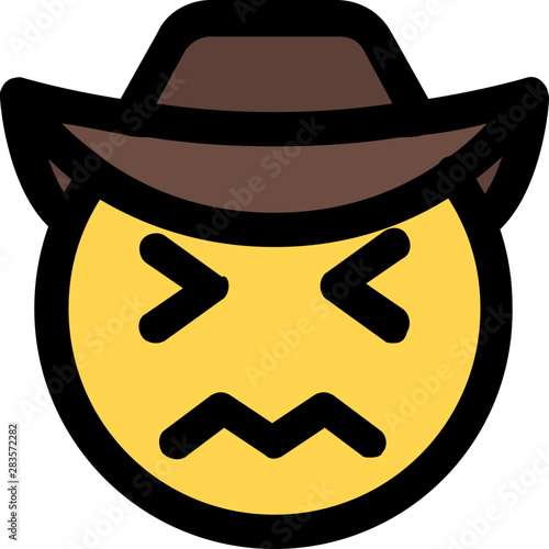 confounded cowboy face expression with hat emoticons