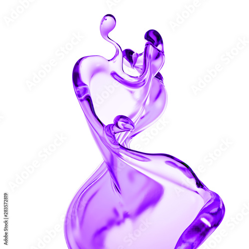 Splash of thick purple liquid. 3d illustration, 3d rendering. © Pierell