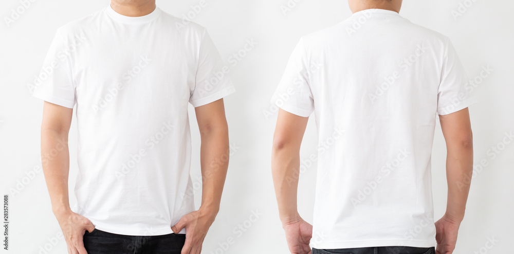 Foto Stock White T-Shirt front and back, Mockup template for design print |  Adobe Stock