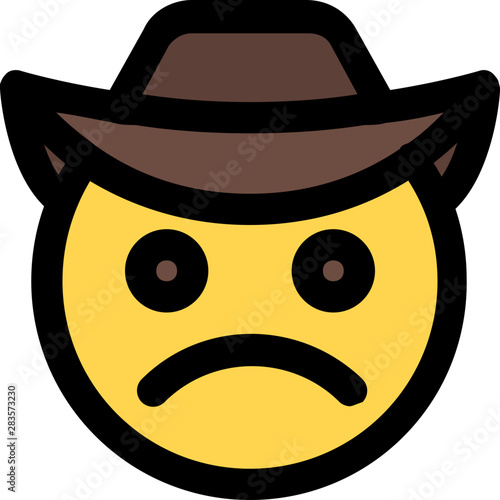 Valokuva frowning face expression of a cowboy with a hat