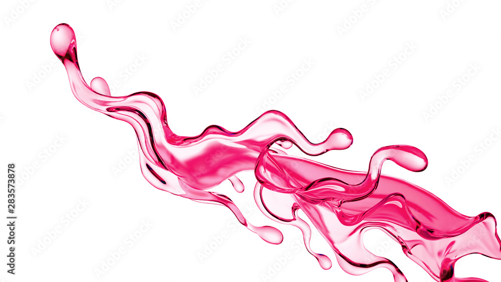 Splash of thick pink fluid. 3d illustration, 3d rendering.