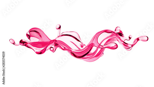 Splash of thick pink fluid. 3d illustration, 3d rendering.