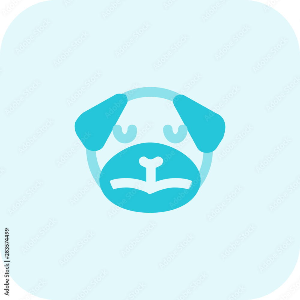 Sad face pug dog with eyes closed emoji Sad face pug dog with eyes closed emoji
