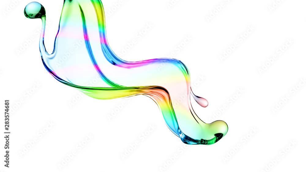 Splash of multi-colored transparent liquid. 3d illustration, 3d rendering. Splash of multi-colored transparent liquid. 3d illustration, 3d rendering.