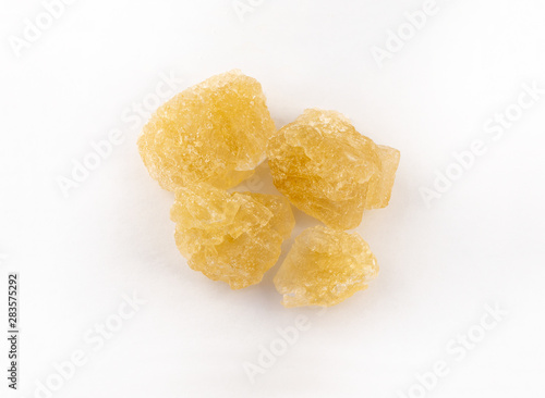 rock sugar crystals group on white background