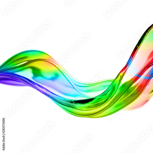 Splash of multi-colored transparent liquid. 3d illustration, 3d rendering. © Pierell
