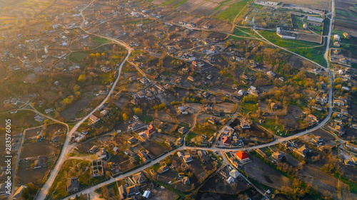 A charming shot of a stunning village, aerial view.
