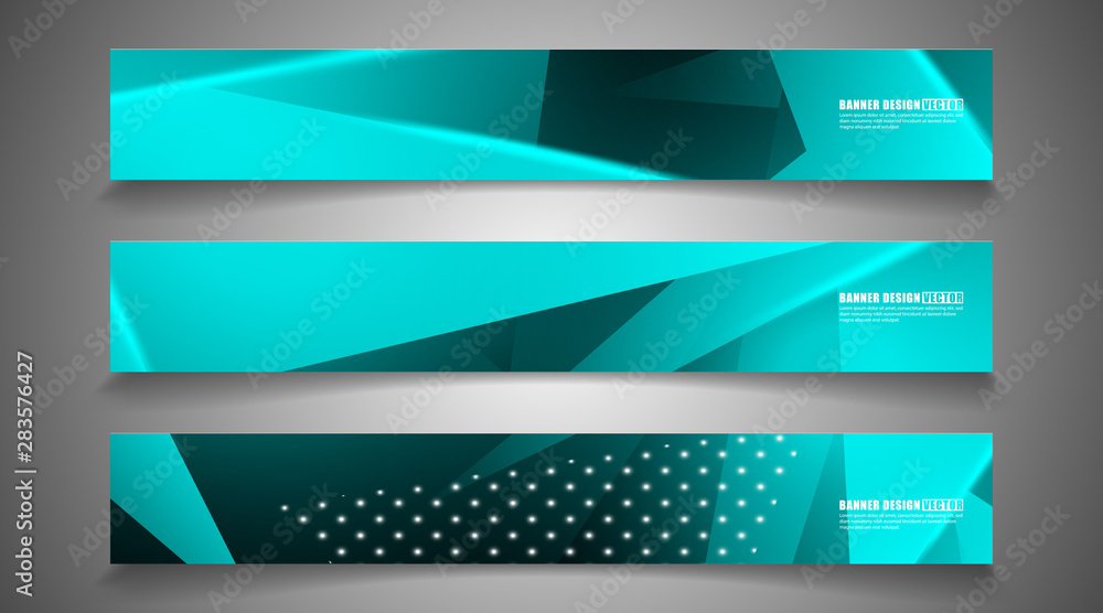 set the triangle background light header banner. Abstract composition of 3D triangles. Modern geometric blue insulated black background set the triangle background light header banner. Abstract composition of 3D triangles. Modern geometric blue insulated black background