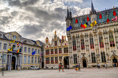 Photography Iconic buildings along the streets of Bruges Belgium