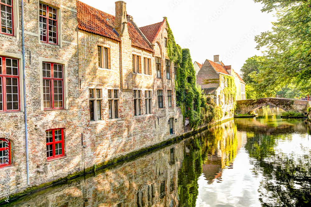 Sights along the canals of Bruges Belgium