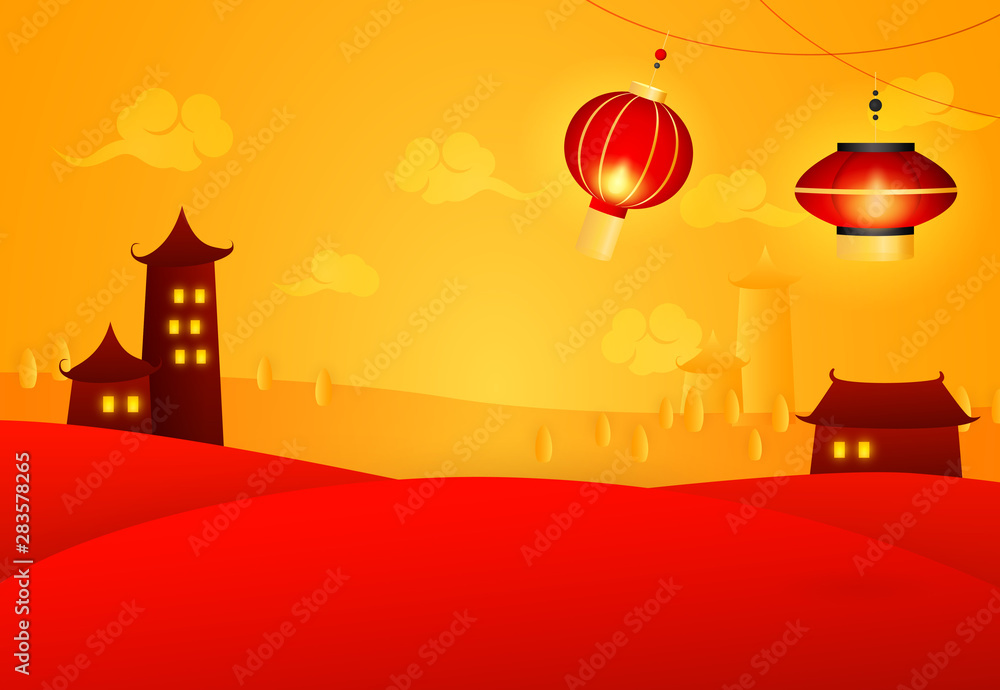 Obraz premium Chinese suburb with lanterns