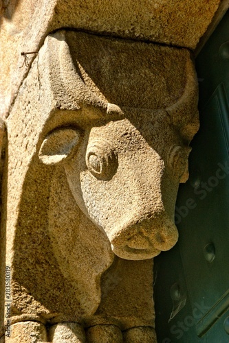Detail of Romanesque monastery of Paco de Sousa in Penafiel, Portugal
