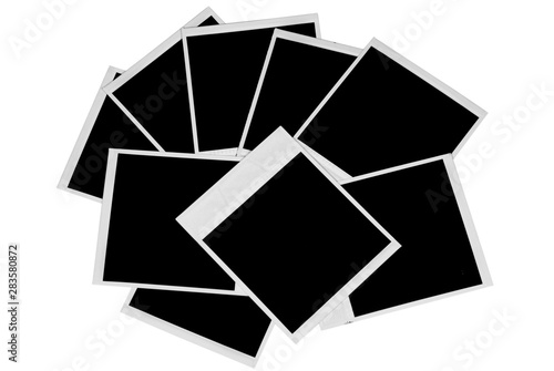 The Nine Isolated Polaroid Pictures on White