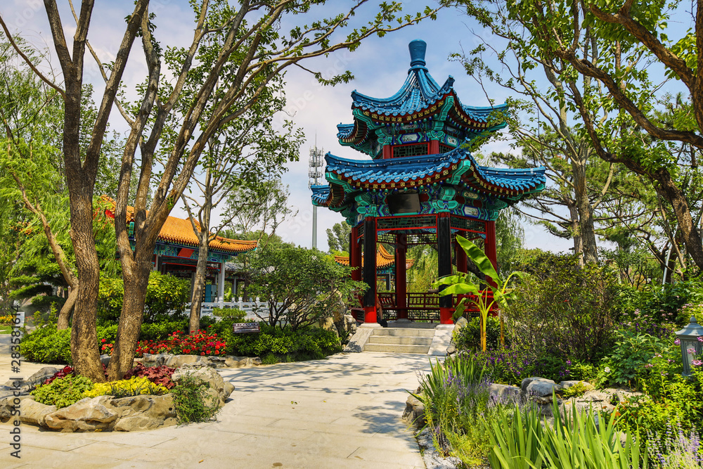 Traditional Chinese City Garden Park.