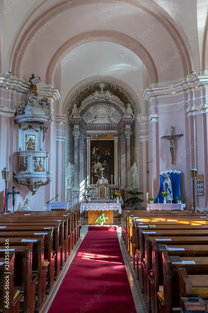 Interior of the St Stephen church in Domos, Hungary.