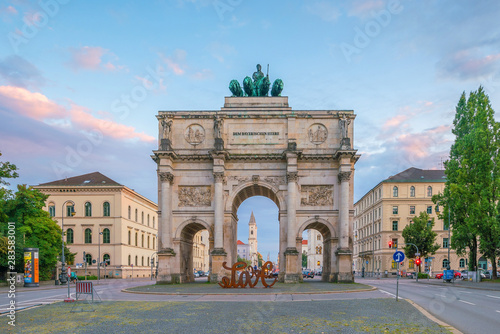 Munich, Germany - August 28, 2016: Siegestor triumphal arch, Munich, Germany
