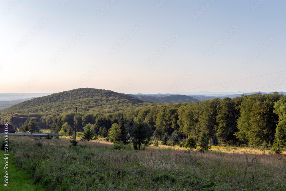 Pilis mountains on a summer evening in Hungary.