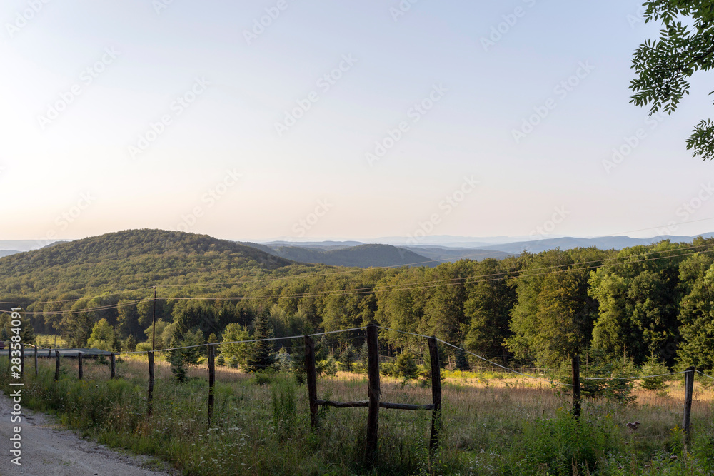 Pilis mountains on a summer evening in Hungary.
