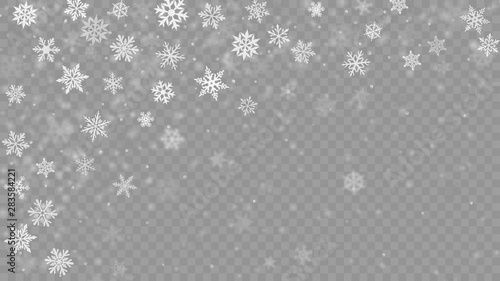 Wallpaper Mural Christmas blurred illustration of complex defocused big and small falling snowflakes in white and gray colors with bokeh effect on transparent background Torontodigital.ca