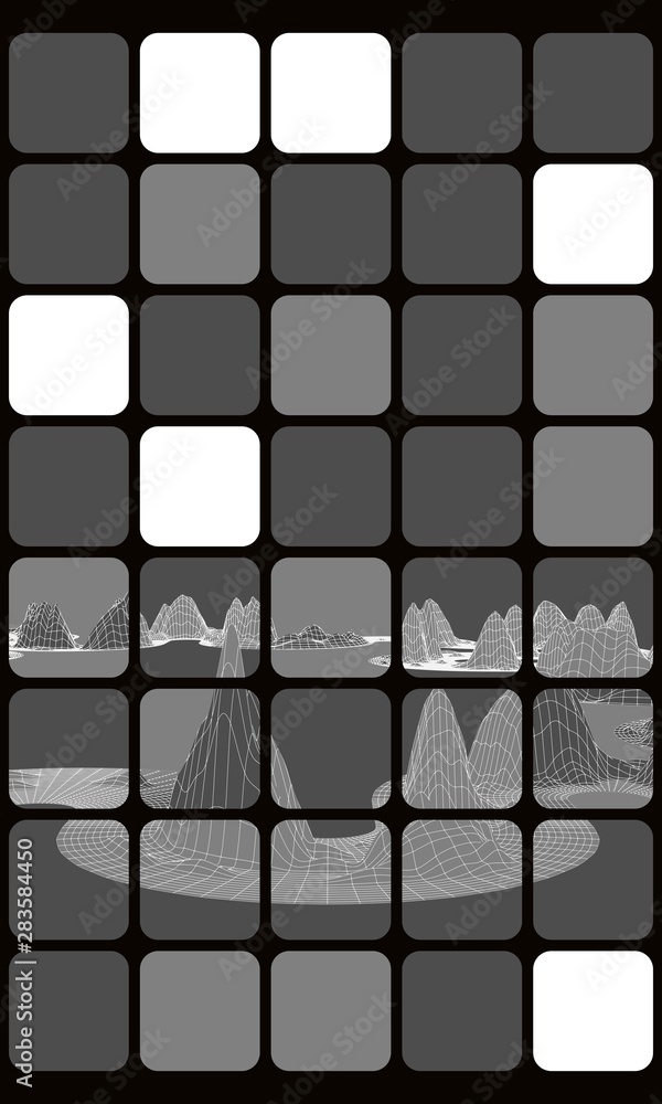polygonal abstraction futuristic mountain mosaic black