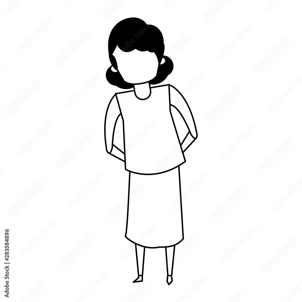 grandparent senior old grandmother cartoon faceless in black and white grandparent senior old grandmother cartoon faceless in black and white