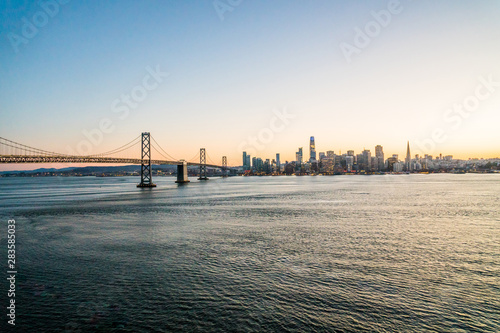 Wallpaper Mural Panoramic beautiful scenic view of the Oakland Bay Bridge and the SF city at dusk, San Francisco, California Torontodigital.ca