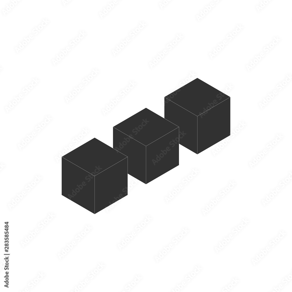 Three cubes in row, Layout Icon. Vector Layers Icon vector icon isolated on white background. Three cubes in row, Layout Icon. Vector Layers Icon vector icon isolated on white background.