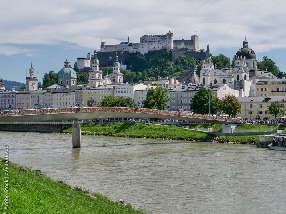 Salzburg city skyline with castle, Salzburg, Austria, circa August 6th 2019 Salzburg city skyline with castle, Salzburg, Austria, circa August 6th 2019