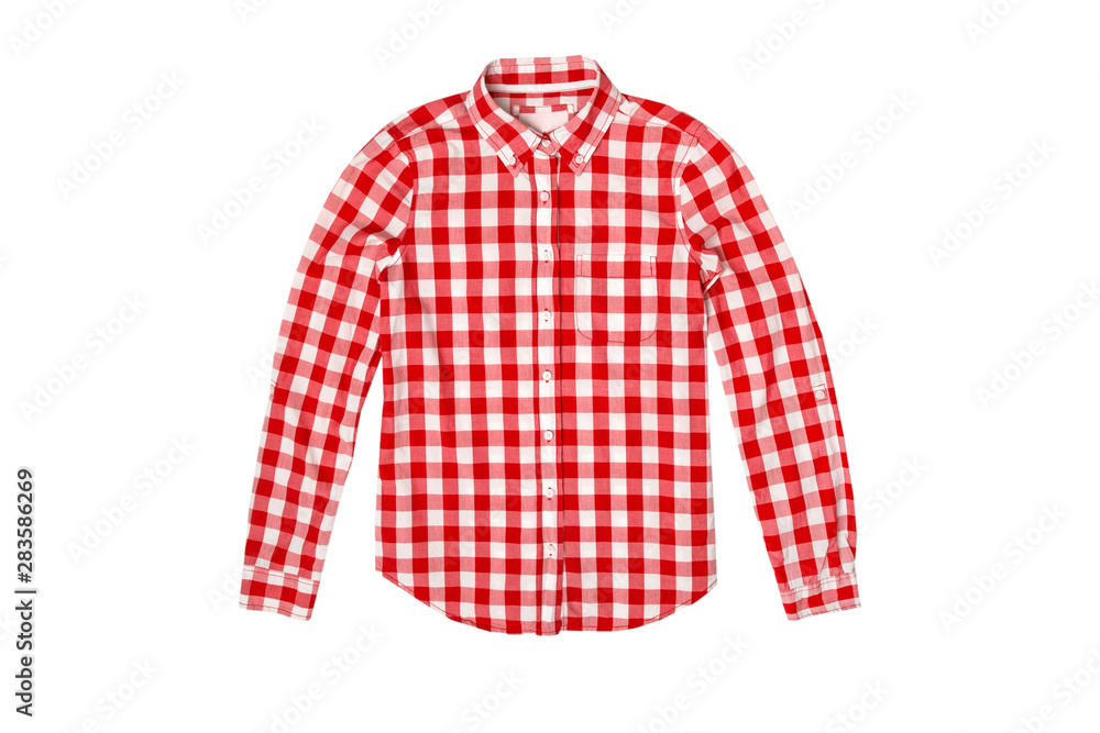 Obraz premium Red checked shirt isolated on white background