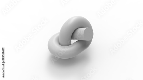Knot 3d rendering of a tied knot isolated in white background