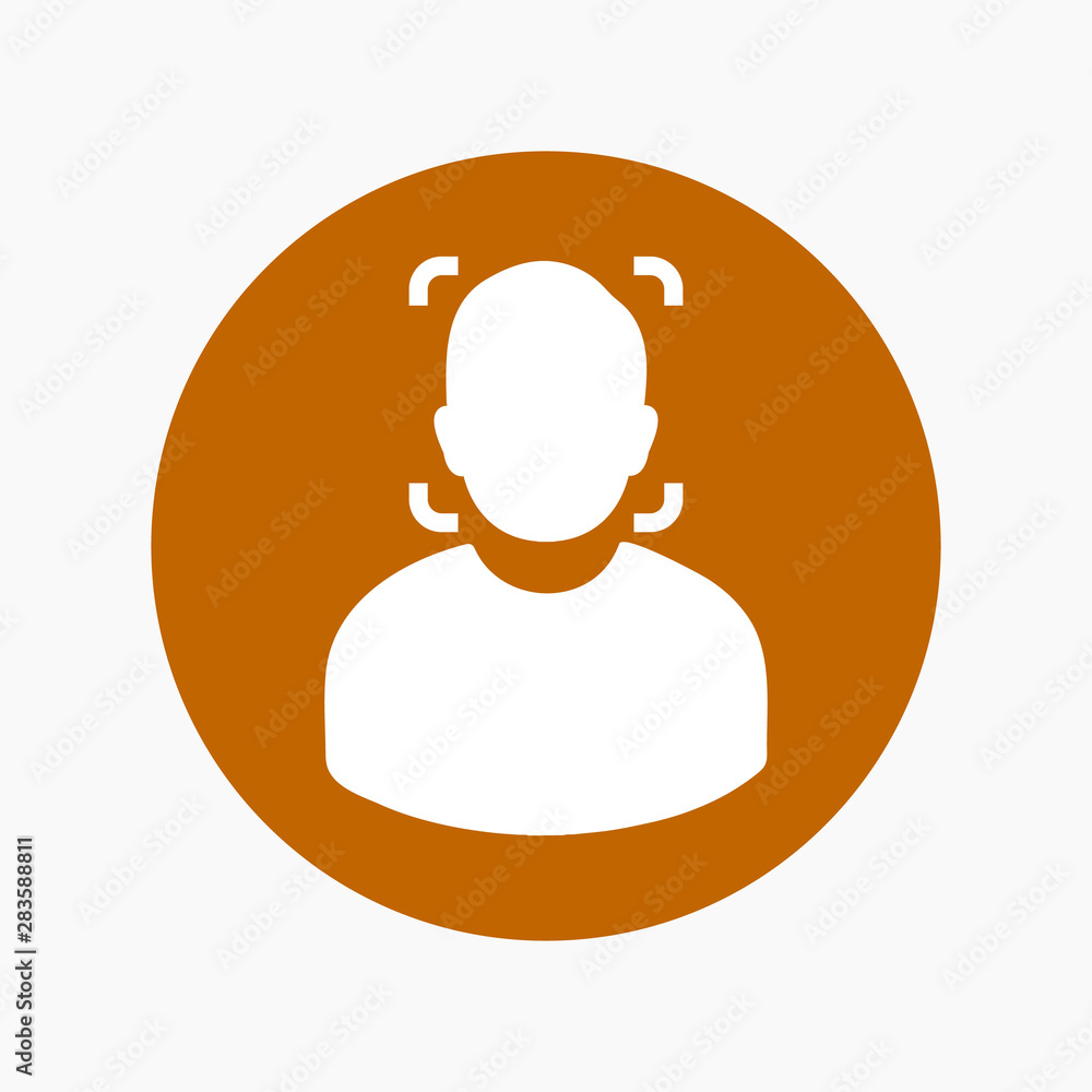 Biometric Face Recognition Icon. Colorful Rounded style Button - vector EPS