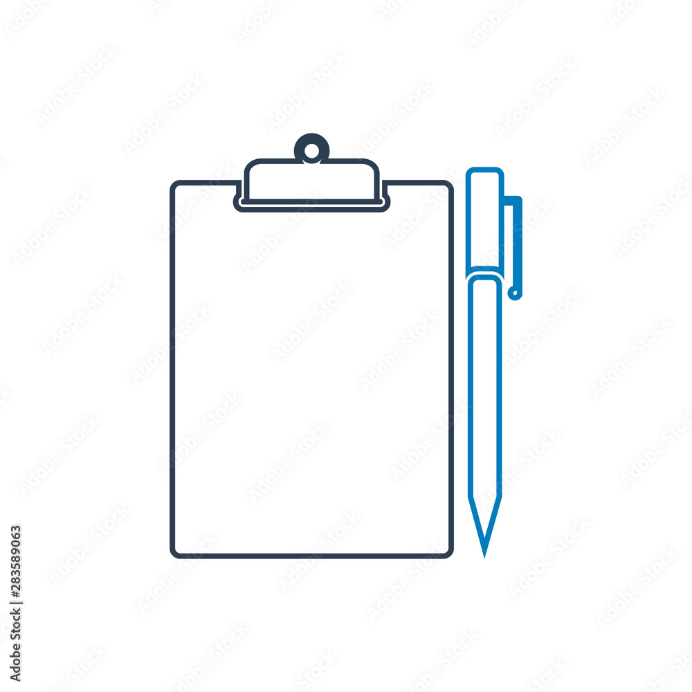 Pen and Clipboard Icon. Line style vector EPS. Pen and Clipboard Icon. Line style vector EPS.