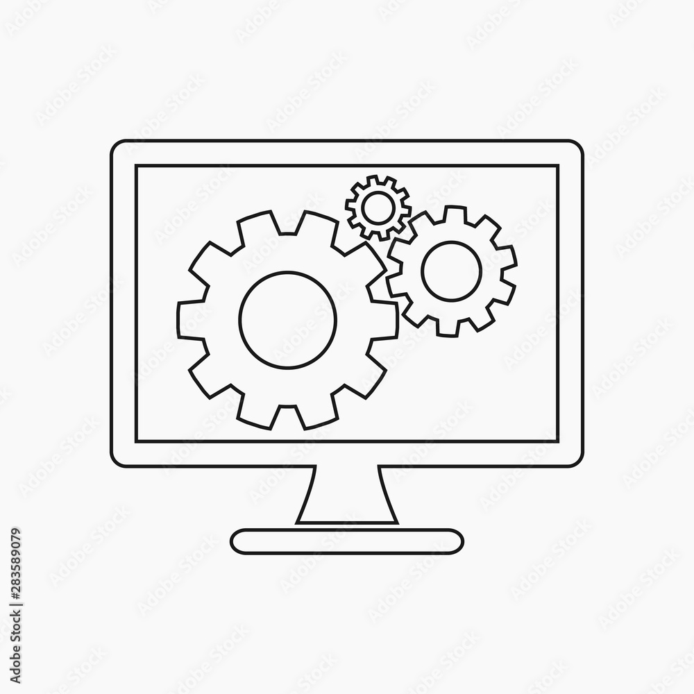 Computer Service Icon. Line style vector EPS. Computer Service Icon. Line style vector EPS.