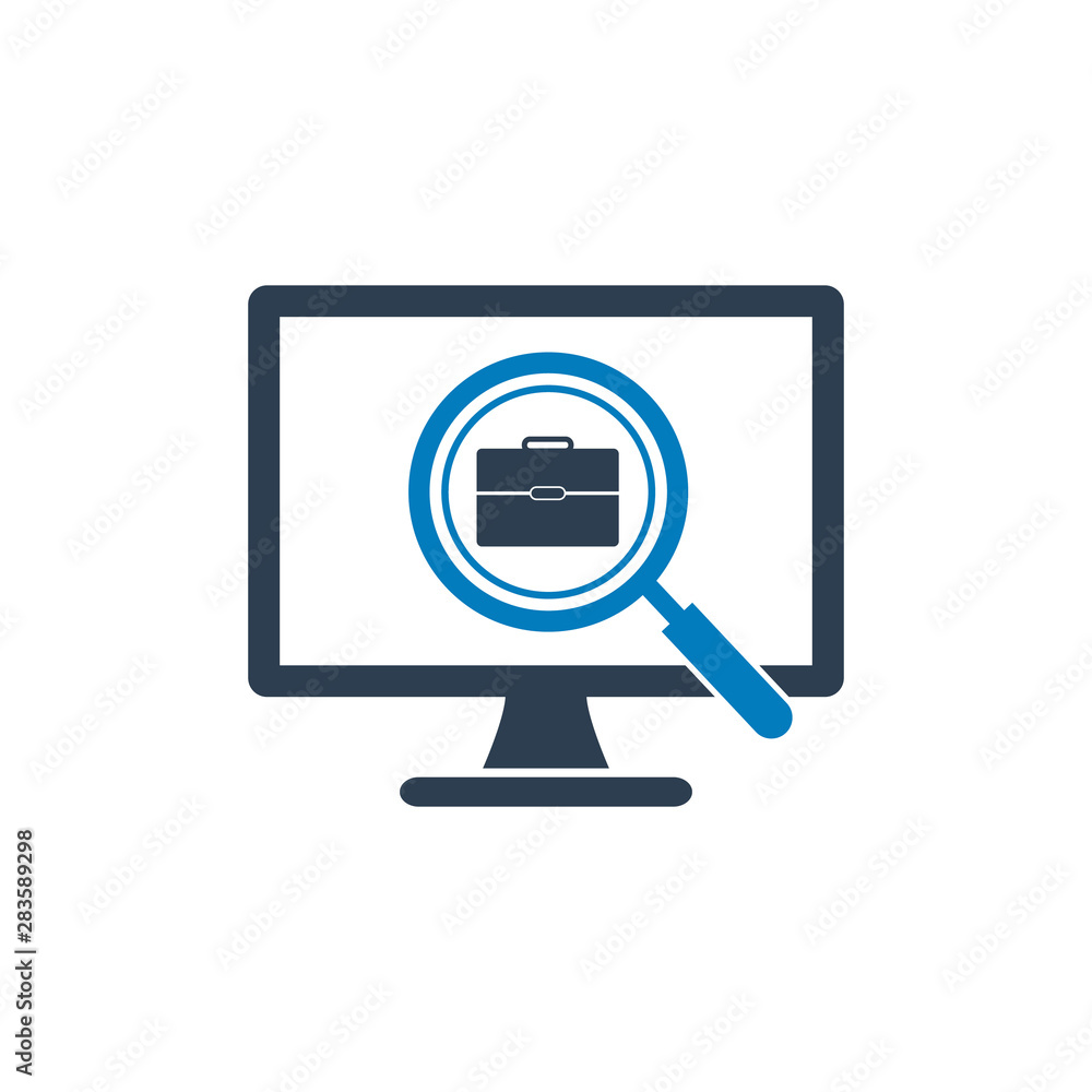Online job search icon.Flat style vector EPS. Online job search icon.Flat style vector EPS.