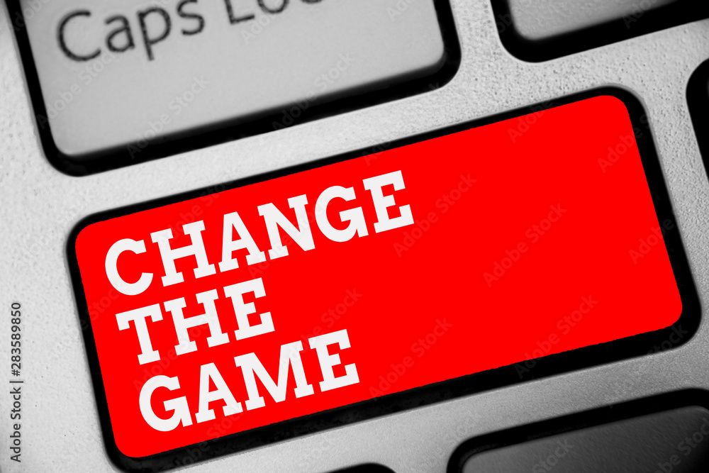 Word writing text Change The Game. Business concept for Make a movement do something different new strategies Keyboard red key Intention create computer computing reflection document Word writing text Change The Game. Business concept for Make a movement do something different new strategies Keyboard red key Intention create computer computing reflection document