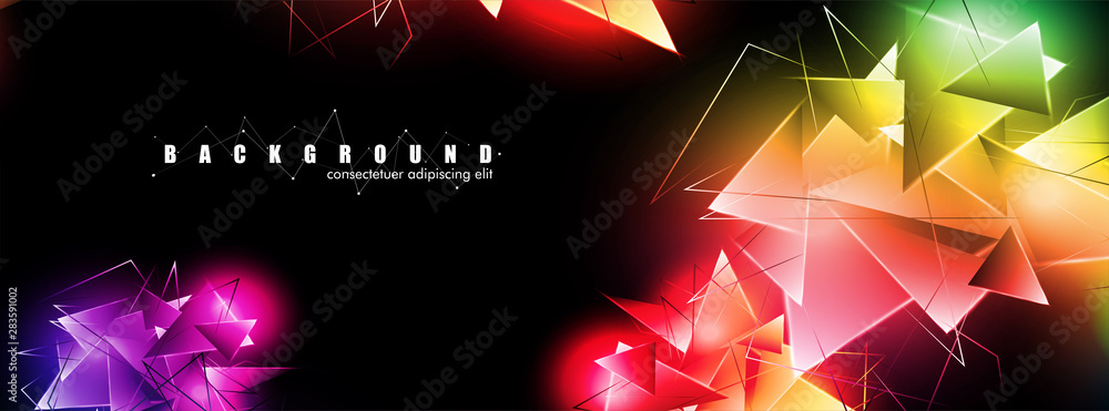 abstract background with glowing triangles that overlap. isolated black background. vector illustration of eps 10 abstract background with glowing triangles that overlap. isolated black background. vector illustration of eps 10