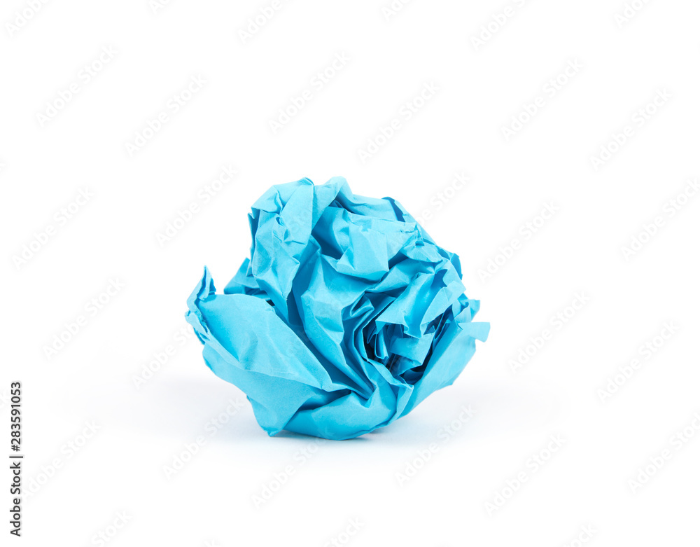 crumpled paper ball isolated on white background