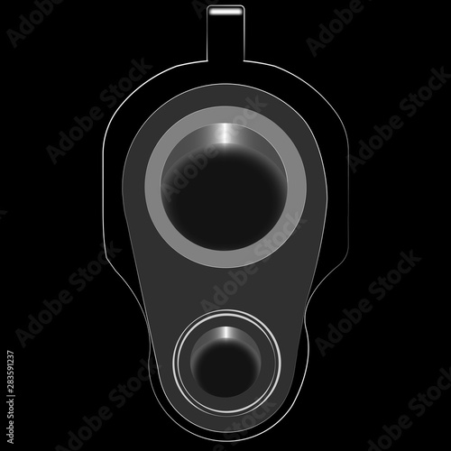 Illustration of the abstract gun muzzle front view