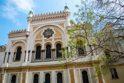 Synagogues and architecture in the Josefov or jewish district of Prague in the Czech Republic photo