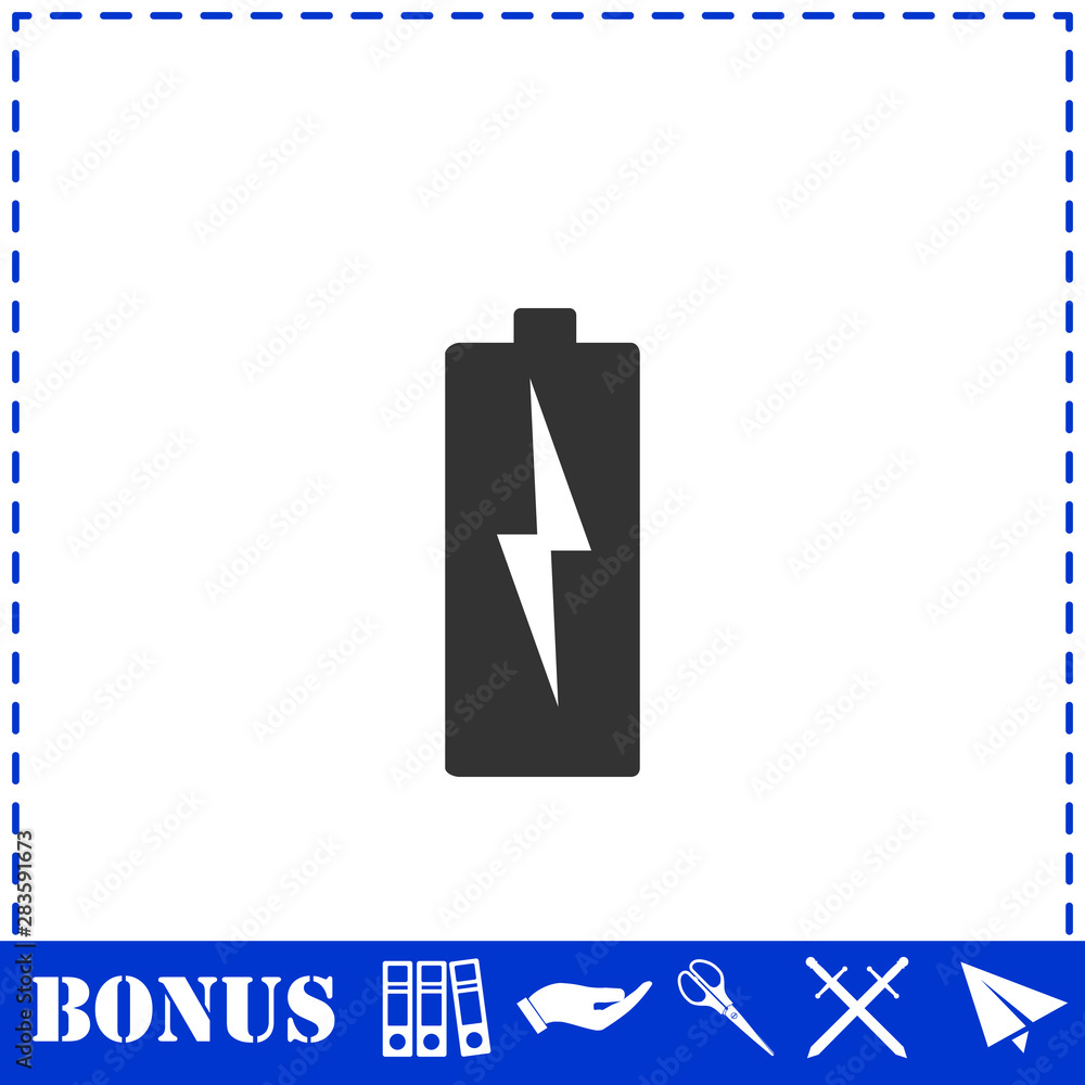 Battery Charging icon flat Battery Charging icon flat