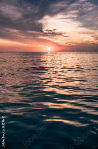 Beautiful sunset in Ibiza from a yacht. Ibiza, Balearic Islands, Spain, Mediterranean, Europe. © Fabian