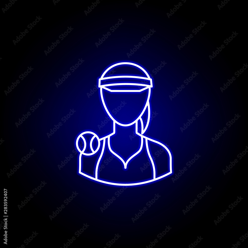 avatar tennis player line icon in blue neon style. Signs and symbols can be used for web logo mobile app UI UX avatar tennis player line icon in blue neon style. Signs and symbols can be used for web logo mobile app UI UX