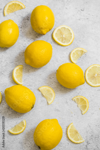 Lemons On A Gray Background