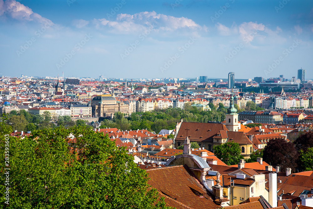 View from the Castle high above the city of Prague in the Czech Republic