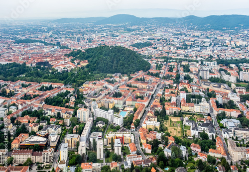 City Graz aerial view with district Geidorf in Styria, Austria © photoflorenzo