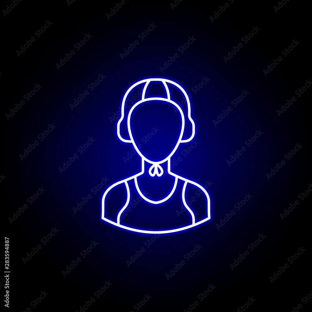 avatar water polo line icon in blue neon style. Signs and symbols can be used for web logo mobile app UI UX avatar water polo line icon in blue neon style. Signs and symbols can be used for web logo mobile app UI UX