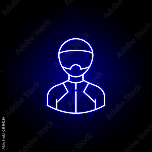bobsleigh line icon in blue neon style. Signs and symbols can be used for web logo mobile app UI UX