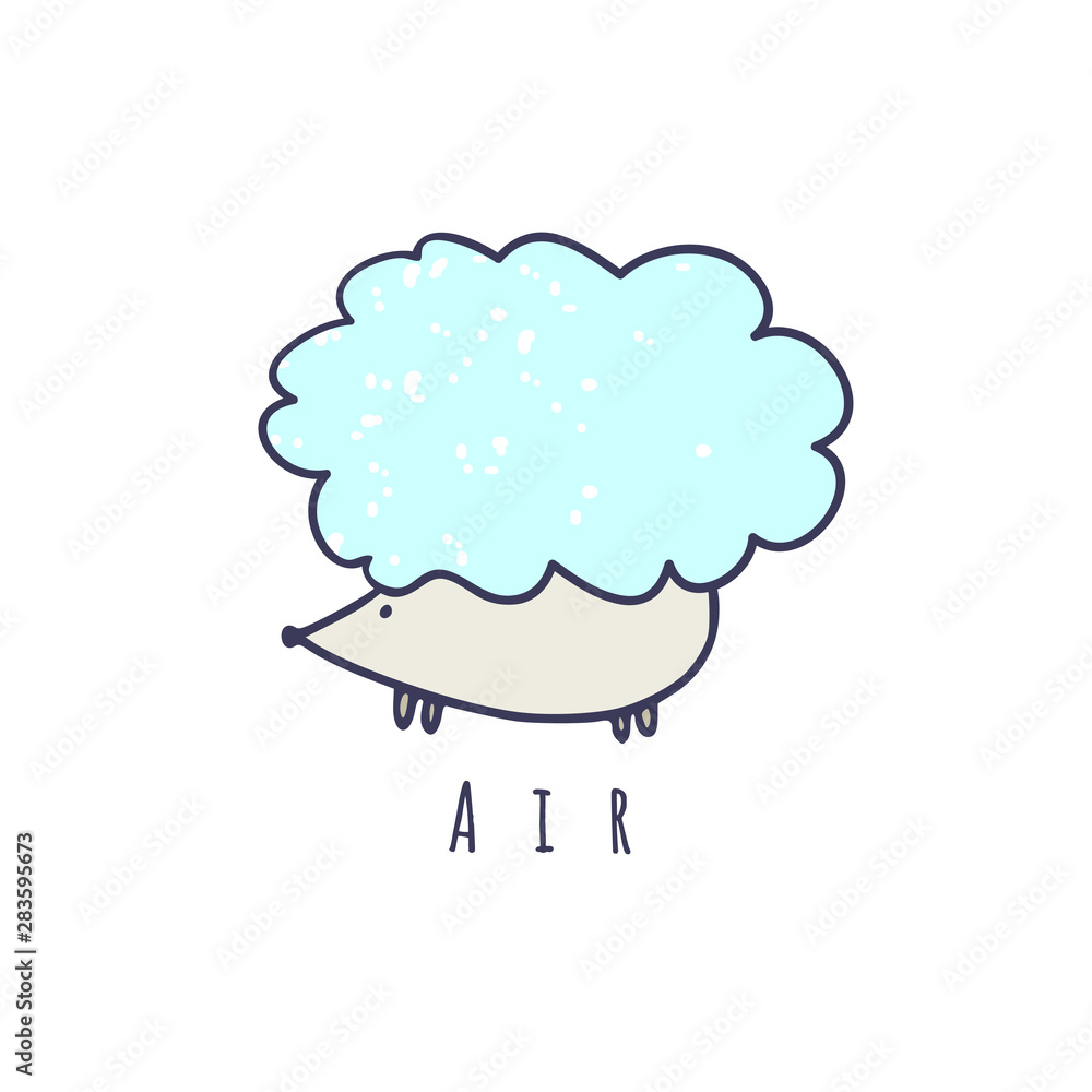 Air Element Character. Isolated on white. Childish print with element of life. Air Element Character. Isolated on white. Childish print with element of life.